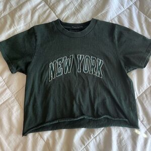 Brandy Melville Green New York Cropped T Shirt